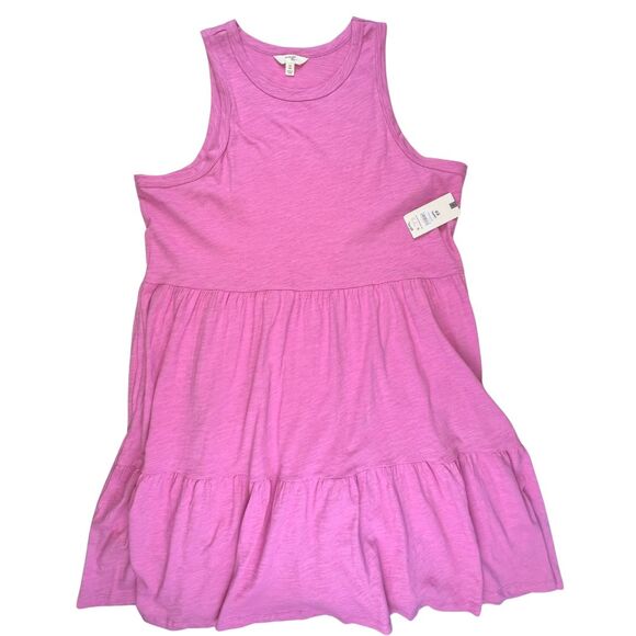 Terra & Sky Dress 0X Pink Tiered Ruffle Hem Cottagecore Trapeze Knit Sundress - Picture 5 of 12